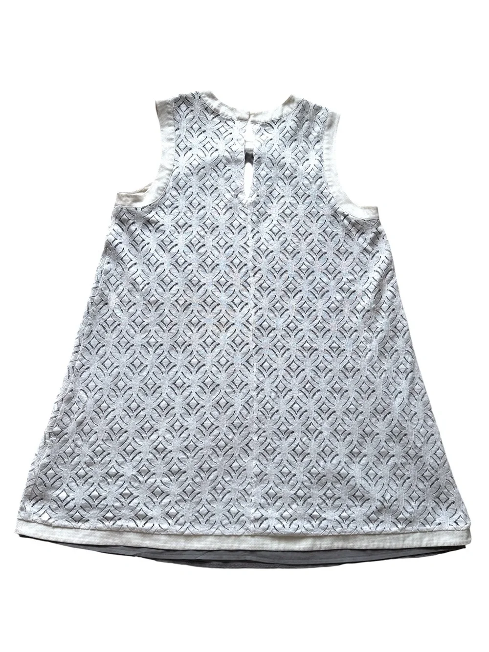 NIC+ZOE Girls White Sleeveless Lace-Overlay Nightgown